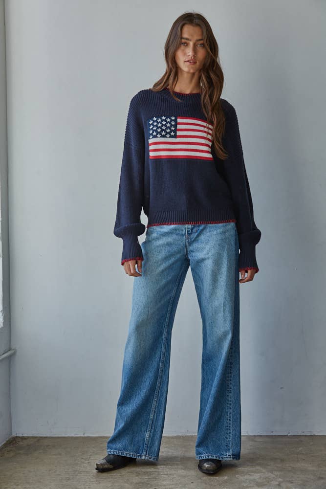 Navy American Flag Knit Sweater