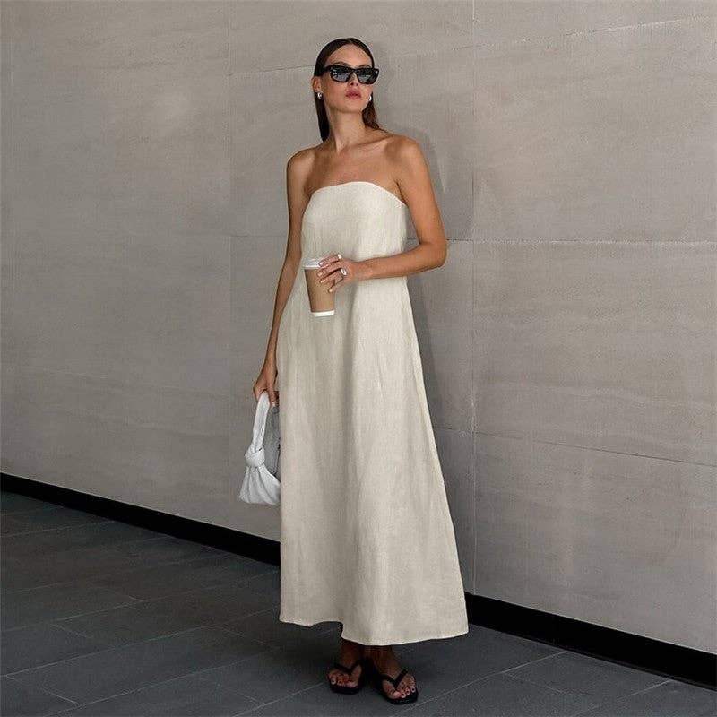 Strapless Backless Maxi Dress