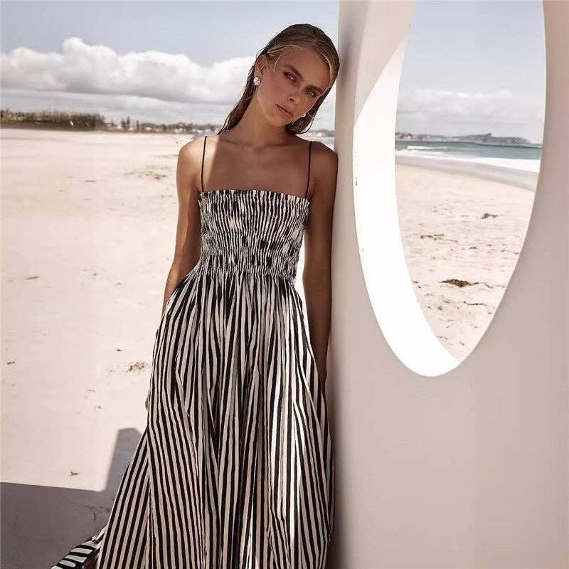 Striped Cami Maxi Dress With Pockets