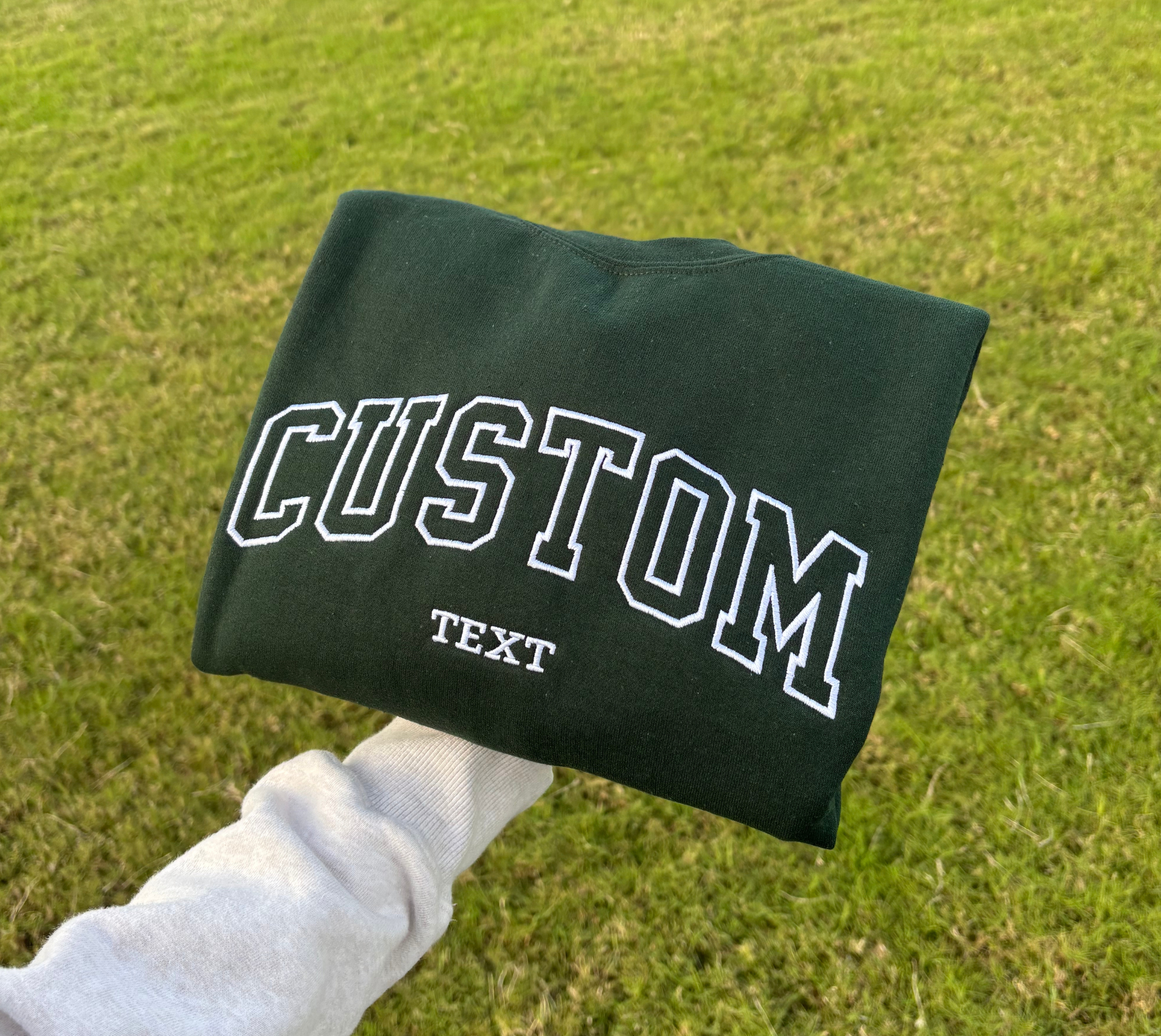 Custom Embroidered Varsity Crewneck: Sand / L / Sweatshirt