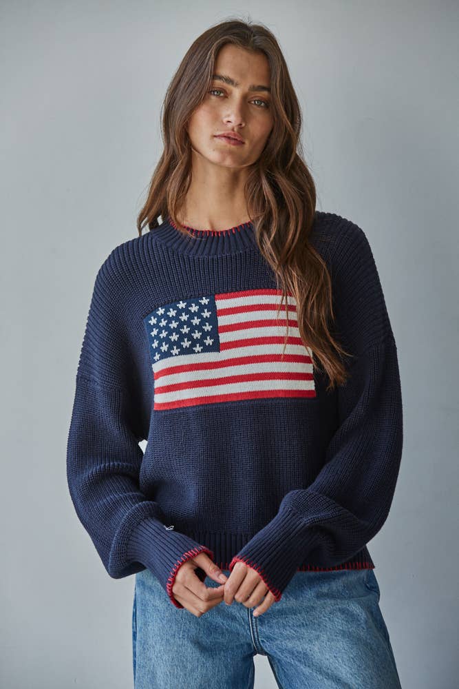 Navy American Flag Knit Sweater
