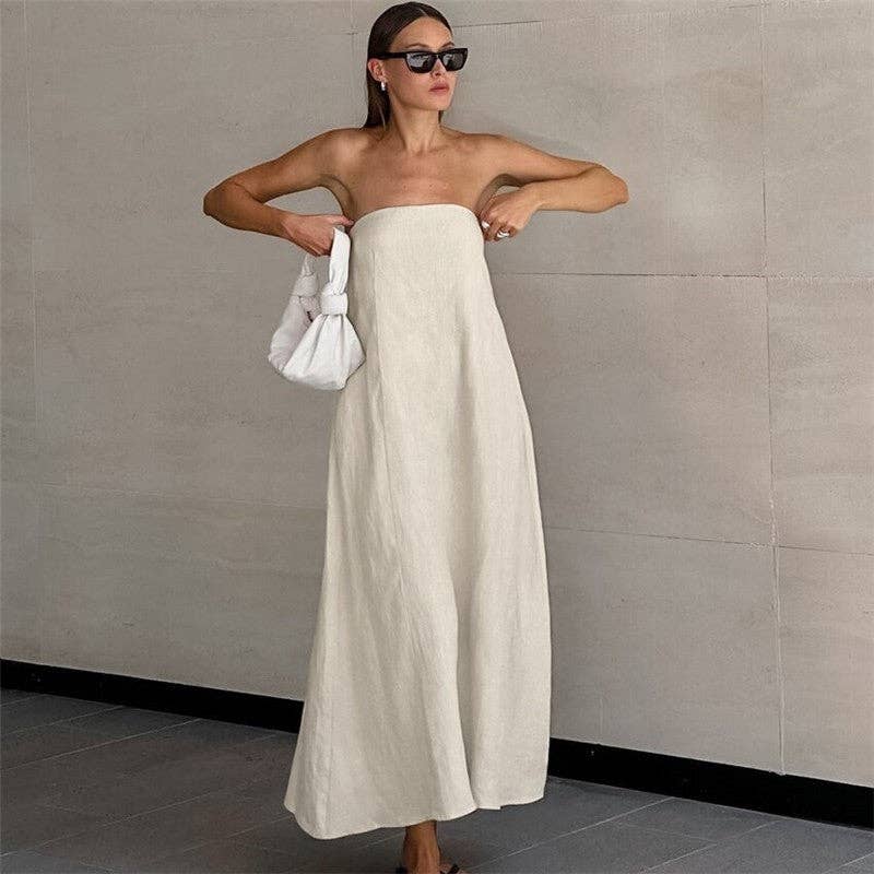 Strapless Backless Maxi Dress