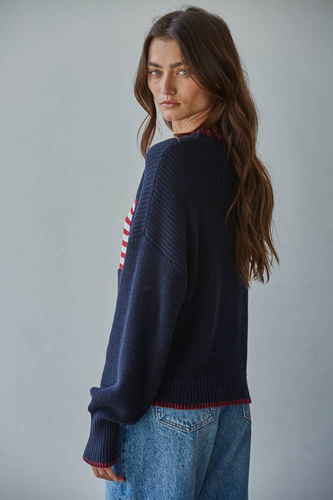 Navy American Flag Knit Sweater