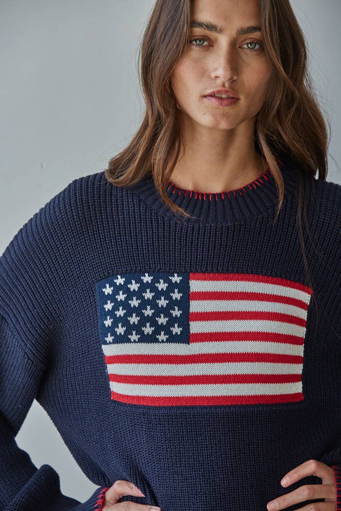Navy American Flag Knit Sweater